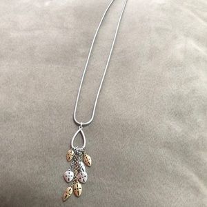 Long silver with gold accent lucky brand necklace